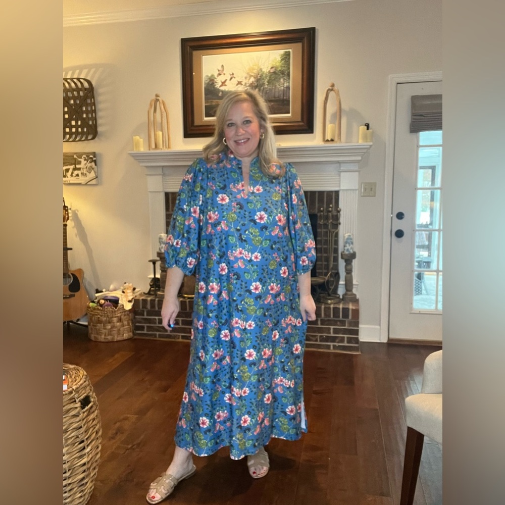 Smith & Quinn teal with cherry blossoms Brooks dress in XXL